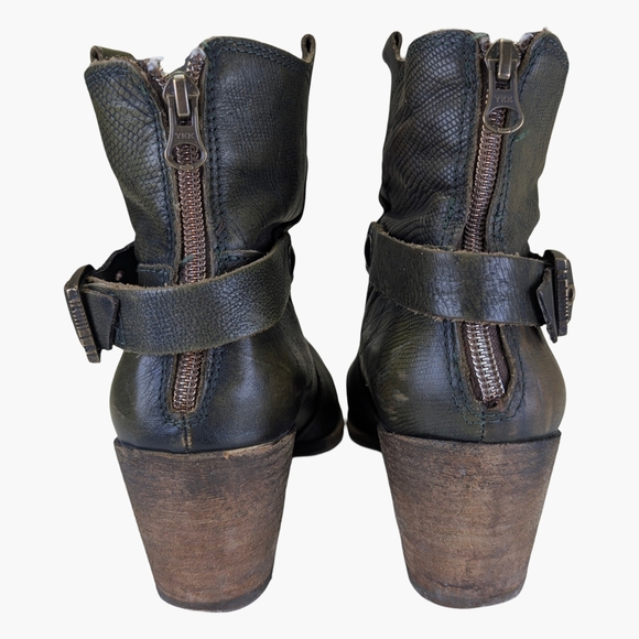 Felmini Green Leather Bohemian Festival Booties | Made In Portugal | Size 9 - Picture 3 of 10